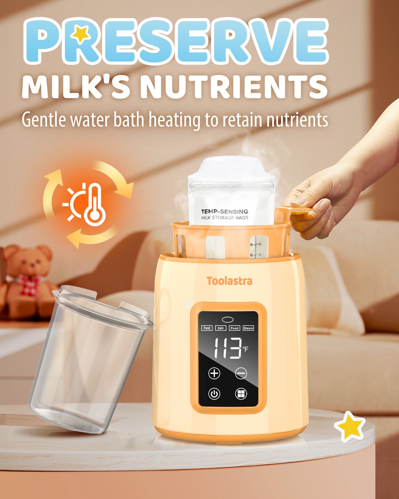 Bottle Warmer, Faster Heating Baby Milk Warmers for All Bottles with Accurate Temp Control Water Bath Tech and Auto Shut-Off, BPA-Free Multifunctional Bottle Warmer for Breastmilk and Formula