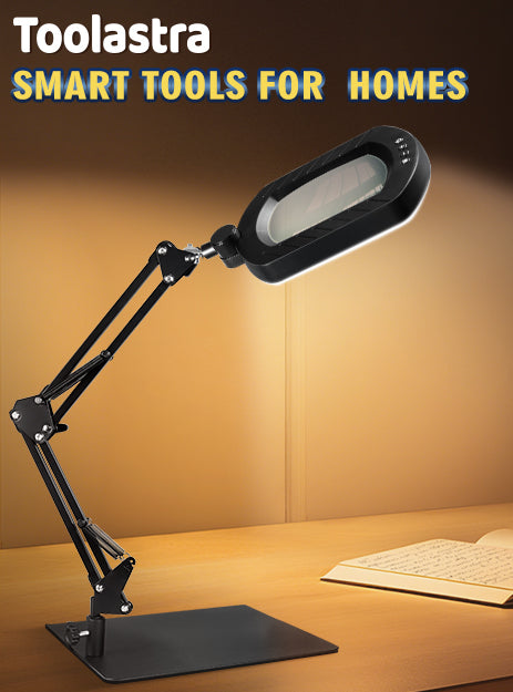 12X Square Magnifying Glass with Light and Stand with 144 LEDs Brightiness, 5 Color Modes Hands Free Lighted Magnifying Glass, 10 Dimmable Brightness Magnifying Desk Lamp for Close Work Craft Reading