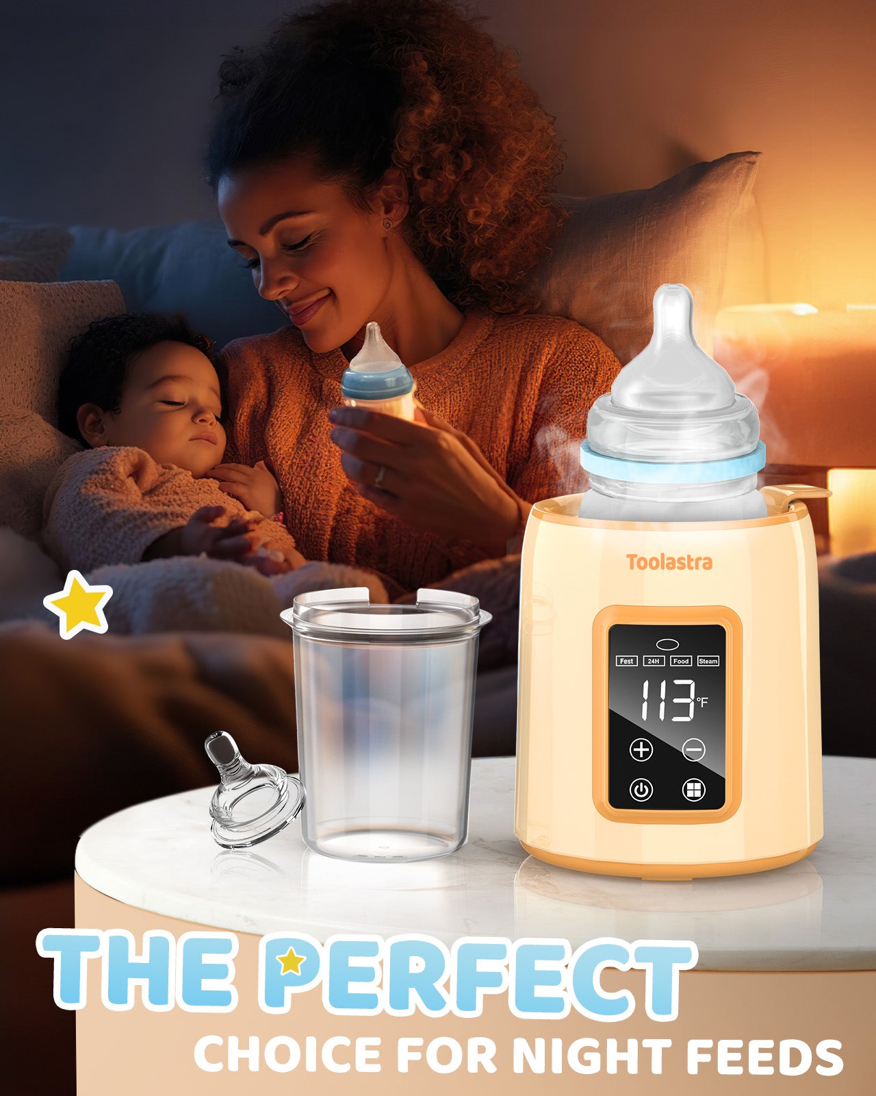 Bottle Warmer, Faster Heating Baby Milk Warmers for All Bottles with Accurate Temp Control Water Bath Tech and Auto Shut-Off, BPA-Free Multifunctional Bottle Warmer for Breastmilk and Formula