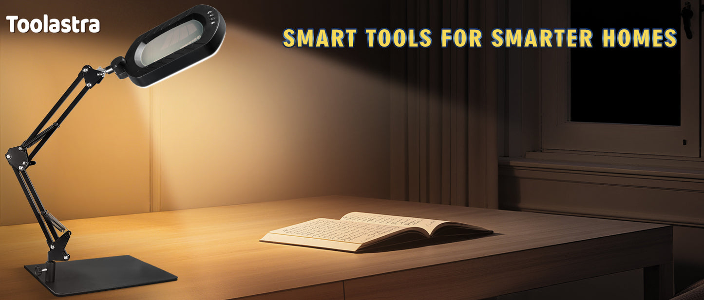 12X Square Magnifying Glass with Light and Stand with 144 LEDs Brightiness, 5 Color Modes Hands Free Lighted Magnifying Glass, 10 Dimmable Brightness Magnifying Desk Lamp for Close Work Craft Reading
