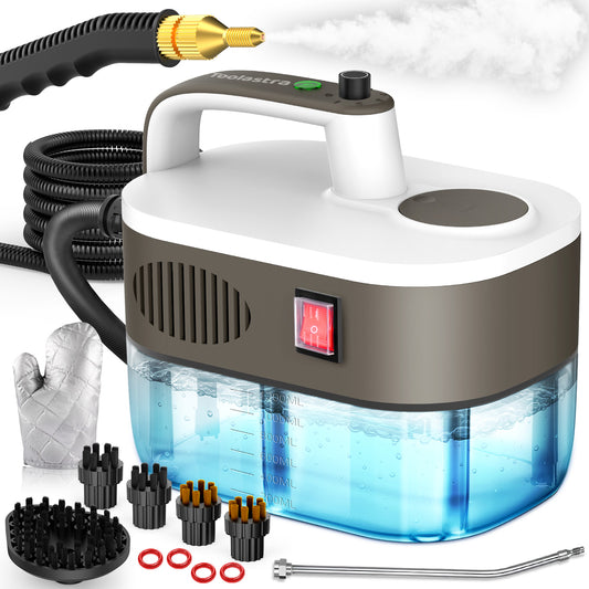 Steam Cleaner,10s Rapid Heating Steamer with 6 Levels,1.2L Water Tank,Portable Powerful Steamer for Cleaning without chemicals,Handheld Steam Cleaner for Grease,Dirt, Grout, Tile,Floor, Car