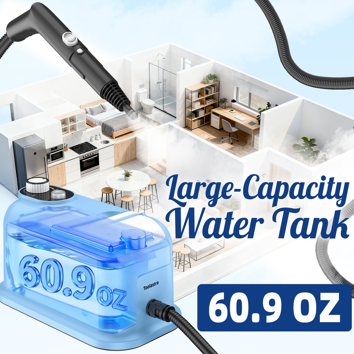 60.87oz Heavy Duty Steam Cleaner 10s Rapid Heating Handheld Steam Cleaner for Home, Steamer for Cleaning for Home, Car, Grout, Tile, Floor, Dirt